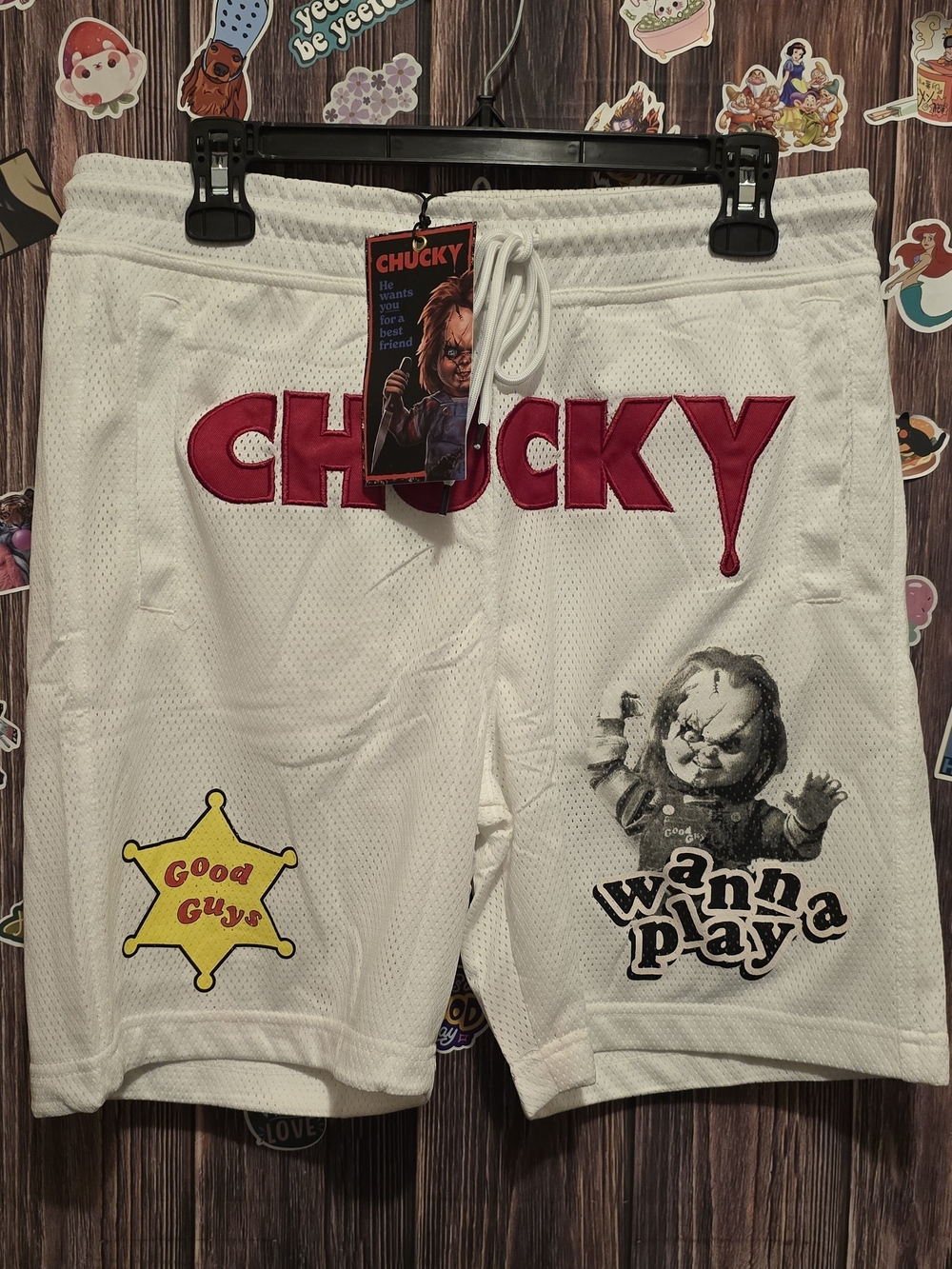 Chucky Graphic Men's White Mesh Shorts